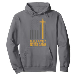 God First Family Second Then Notre Dame Hoodie US Flag TS10 Charcoal Print Your Wear