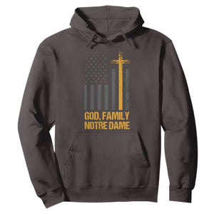 God First Family Second Then Notre Dame Hoodie US Flag TS10 Dark Chocolate Print Your Wear