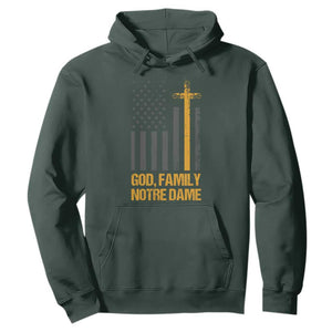 God First Family Second Then Notre Dame Hoodie US Flag TS10 Dark Forest Green Print Your Wear