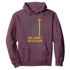 God First Family Second Then Notre Dame Hoodie US Flag TS10 Maroon Print Your Wear