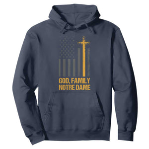 God First Family Second Then Notre Dame Hoodie US Flag TS10 Navy Print Your Wear