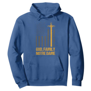 God First Family Second Then Notre Dame Hoodie US Flag TS10 Royal Blue Print Your Wear