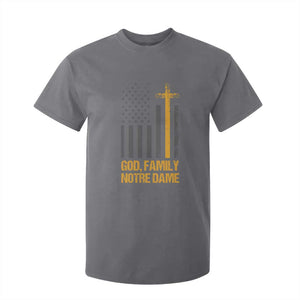 God First Family Second Then Notre Dame T Shirt For Kid US Flag TS10 Charcoal Print Your Wear