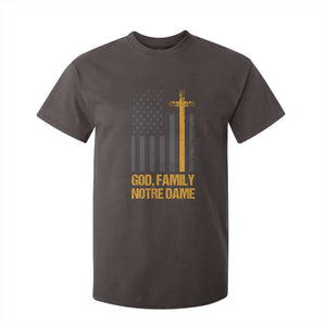 God First Family Second Then Notre Dame T Shirt For Kid US Flag TS10 Dark Chocolate Print Your Wear