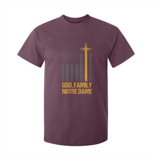 God First Family Second Then Notre Dame T Shirt For Kid US Flag TS10 Maroon Print Your Wear