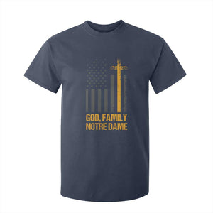 God First Family Second Then Notre Dame T Shirt For Kid US Flag TS10 Navy Print Your Wear