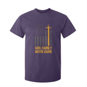 God First Family Second Then Notre Dame T Shirt For Kid US Flag TS10 Purple Print Your Wear