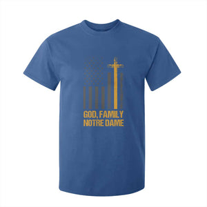 God First Family Second Then Notre Dame T Shirt For Kid US Flag TS10 Royal Blue Print Your Wear