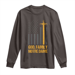 God First Family Second Then Notre Dame Long Sleeve Shirt US Flag TS10 Dark Chocolate Print Your Wear