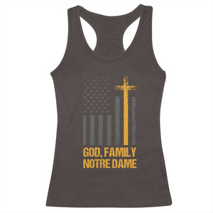 God First Family Second Then Notre Dame Racerback Tank Top US Flag TS10 Dark Chocolate Print Your Wear