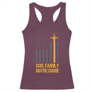 God First Family Second Then Notre Dame Racerback Tank Top US Flag TS10 Maroon Print Your Wear