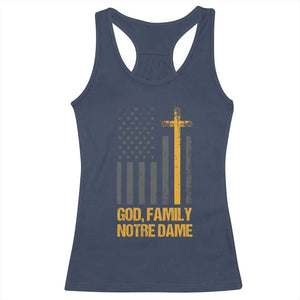 God First Family Second Then Notre Dame Racerback Tank Top US Flag TS10 Navy Print Your Wear