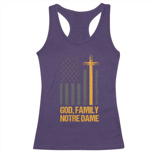 God First Family Second Then Notre Dame Racerback Tank Top US Flag TS10 Purple Print Your Wear