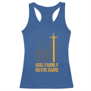 God First Family Second Then Notre Dame Racerback Tank Top US Flag TS10 Royal Blue Print Your Wear