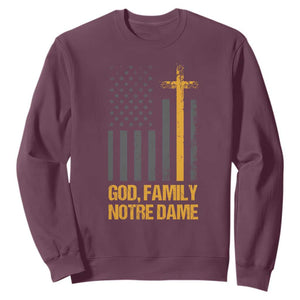 God First Family Second Then Notre Dame Sweatshirt US Flag TS10 Maroon Print Your Wear