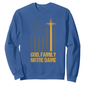 God First Family Second Then Notre Dame Sweatshirt US Flag TS10 Royal Blue Print Your Wear