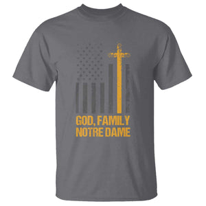 God First Family Second Then Notre Dame T Shirt US Flag TS10 Charcoal Print Your Wear