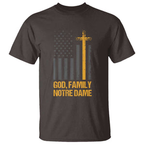 God First Family Second Then Notre Dame T Shirt US Flag TS10 Dark Chocolate Print Your Wear