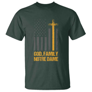 God First Family Second Then Notre Dame T Shirt US Flag TS10 Dark Forest Green Print Your Wear