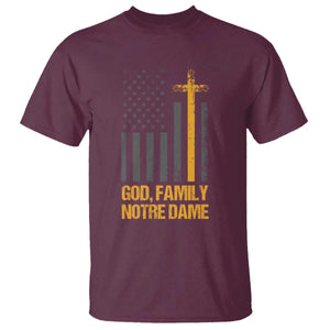 God First Family Second Then Notre Dame T Shirt US Flag TS10 Maroon Print Your Wear