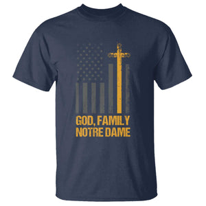 God First Family Second Then Notre Dame T Shirt US Flag TS10 Navy Print Your Wear