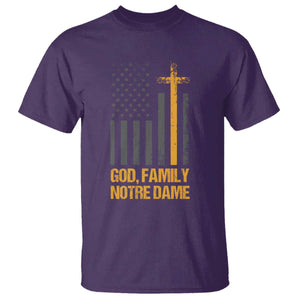 God First Family Second Then Notre Dame T Shirt US Flag TS10 Purple Print Your Wear