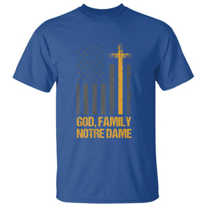 God First Family Second Then Notre Dame T Shirt US Flag TS10 Royal Blue Print Your Wear