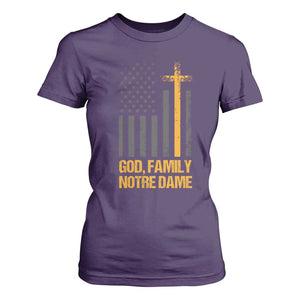 God First Family Second Then Notre Dame T Shirt For Women US Flag TS10 Purple Print Your Wear