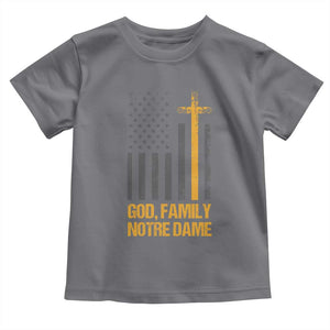 God First Family Second Then Notre Dame Toddler T Shirt US Flag TS10 Charcoal Print Your Wear