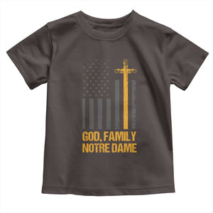 God First Family Second Then Notre Dame Toddler T Shirt US Flag TS10 Dark Chocolate Print Your Wear