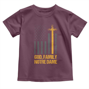 God First Family Second Then Notre Dame Toddler T Shirt US Flag TS10 Maroon Print Your Wear