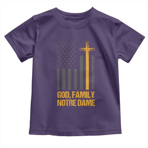 God First Family Second Then Notre Dame Toddler T Shirt US Flag TS10 Purple Print Your Wear