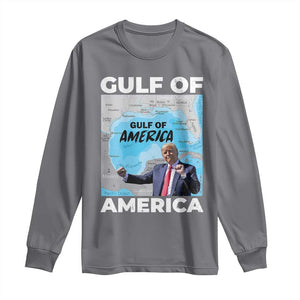 America's Gulf Mexico Long Sleeve Shirt Trump Dancing Funny Map TS10 Charcoal Print Your Wear