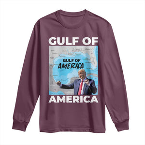 America's Gulf Mexico Long Sleeve Shirt Trump Dancing Funny Map TS10 Maroon Print Your Wear