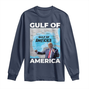 America's Gulf Mexico Long Sleeve Shirt Trump Dancing Funny Map TS10 Navy Print Your Wear