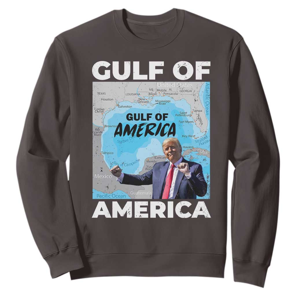 America's Gulf Mexico Sweatshirt Trump Dancing Funny Map TS10 Dark Chocolate Print Your Wear