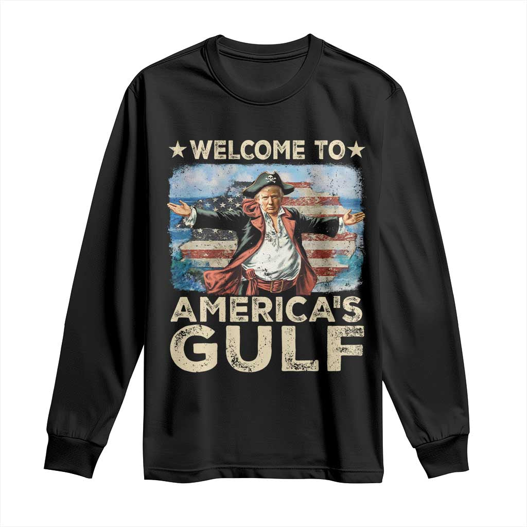 America's Gulf Mexico Long Sleeve Shirt Presdent Trump Pirate TS10 Black Print Your Wear