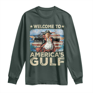 America's Gulf Mexico Long Sleeve Shirt Presdent Trump Pirate TS10 Dark Forest Green Print Your Wear