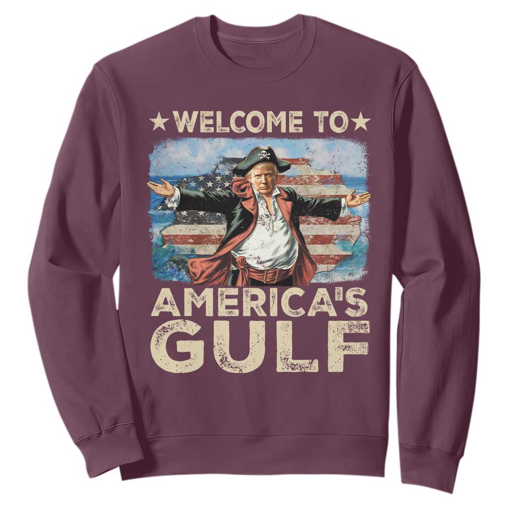 America's Gulf Mexico Sweatshirt Presdent Trump Pirate TS10 Maroon Print Your Wear