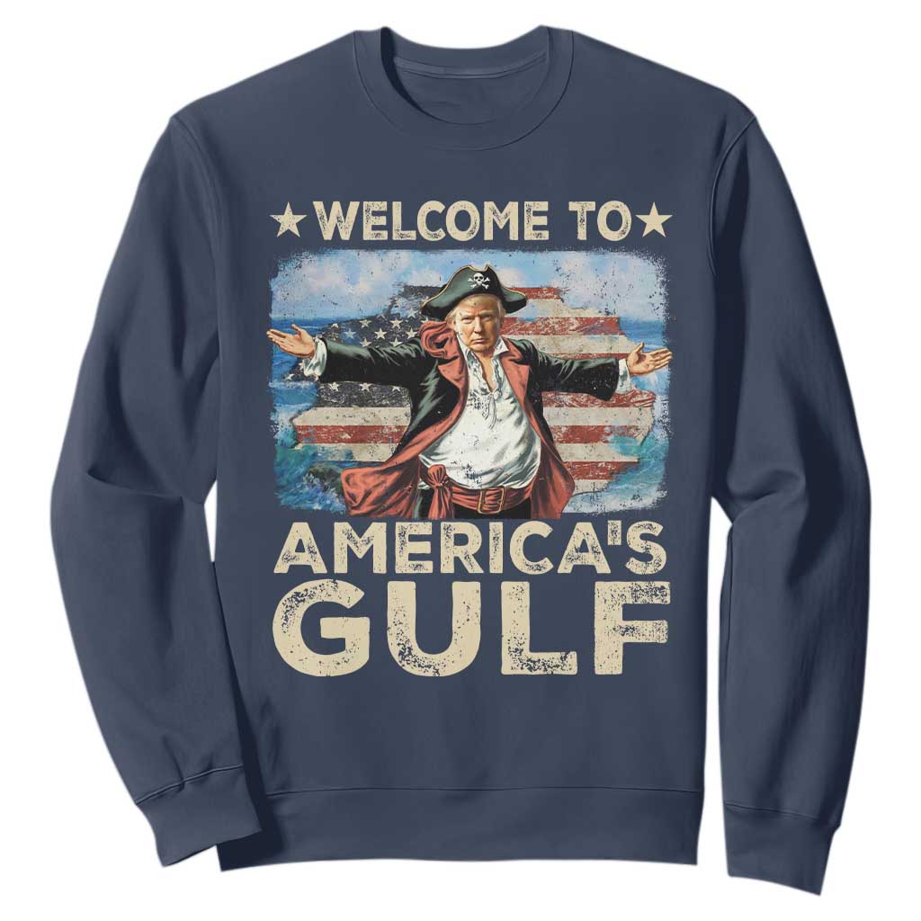 America's Gulf Mexico Sweatshirt Presdent Trump Pirate TS10 Navy Print Your Wear