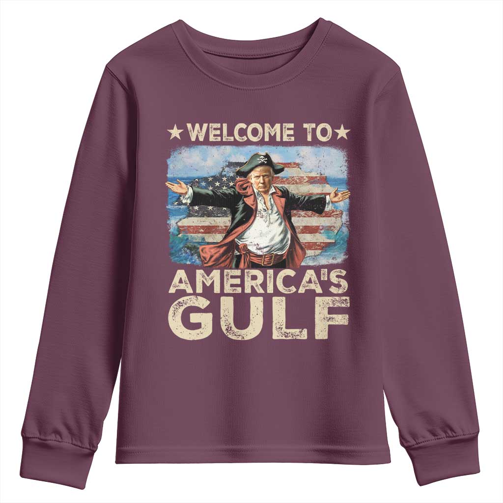 America's Gulf Mexico Youth Sweatshirt Presdent Trump Pirate TS10 Maroon Print Your Wear