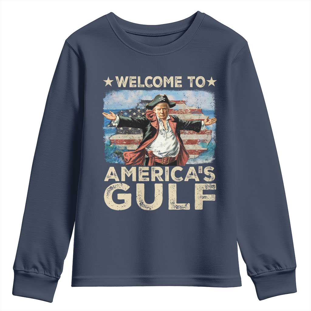 America's Gulf Mexico Youth Sweatshirt Presdent Trump Pirate TS10 Navy Print Your Wear