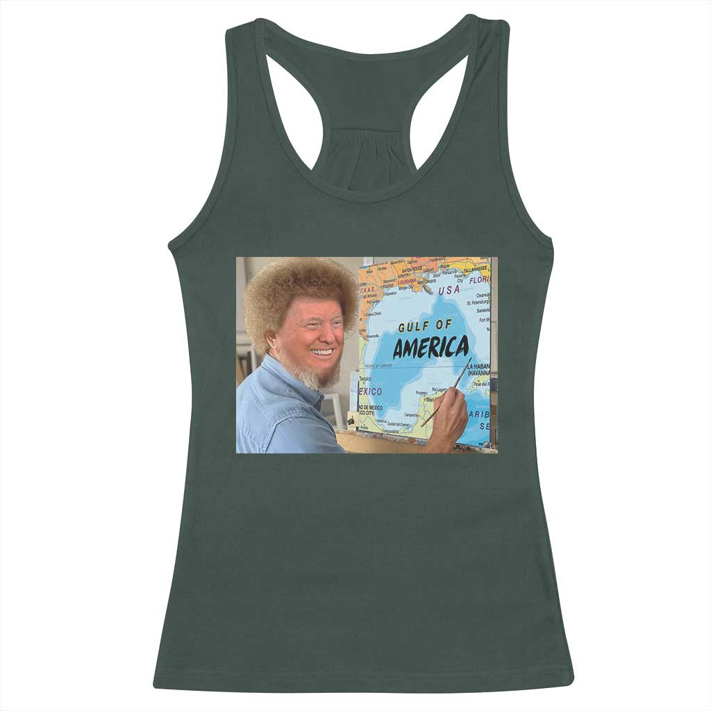 Funny America's Gulf Mexico Racerback Tank Top Presdent Trump TS10 Dark Forest Green Print Your Wear