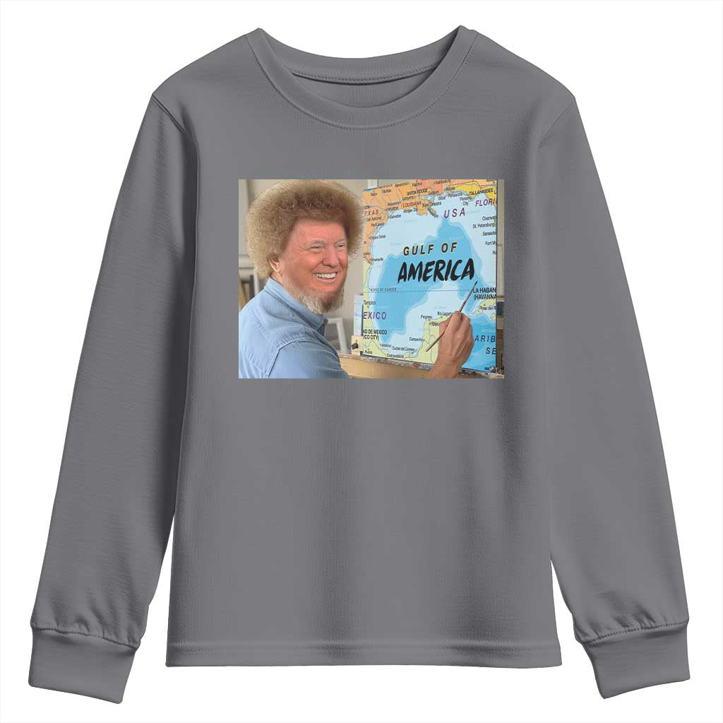 Funny America's Gulf Mexico Youth Sweatshirt Presdent Trump TS10 Charcoal Print Your Wear