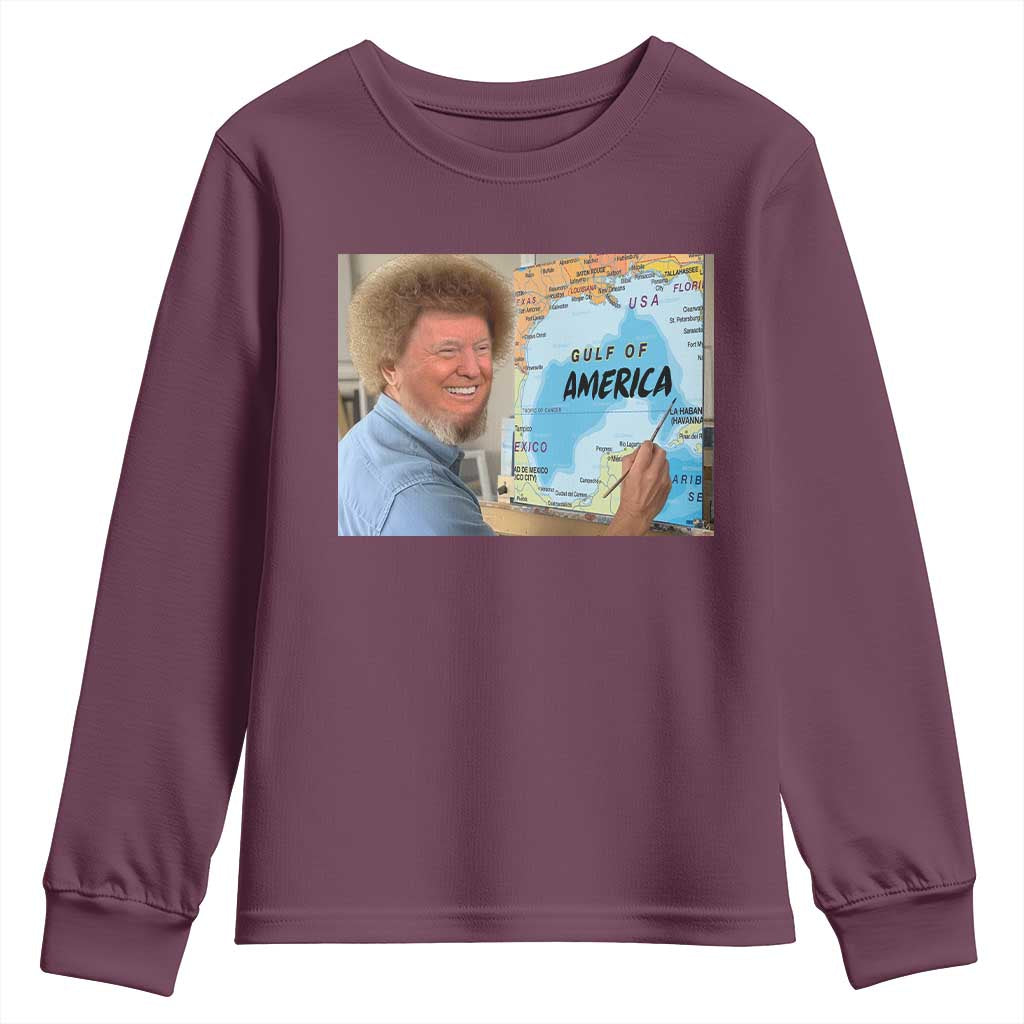Funny America's Gulf Mexico Youth Sweatshirt Presdent Trump TS10 Maroon Print Your Wear