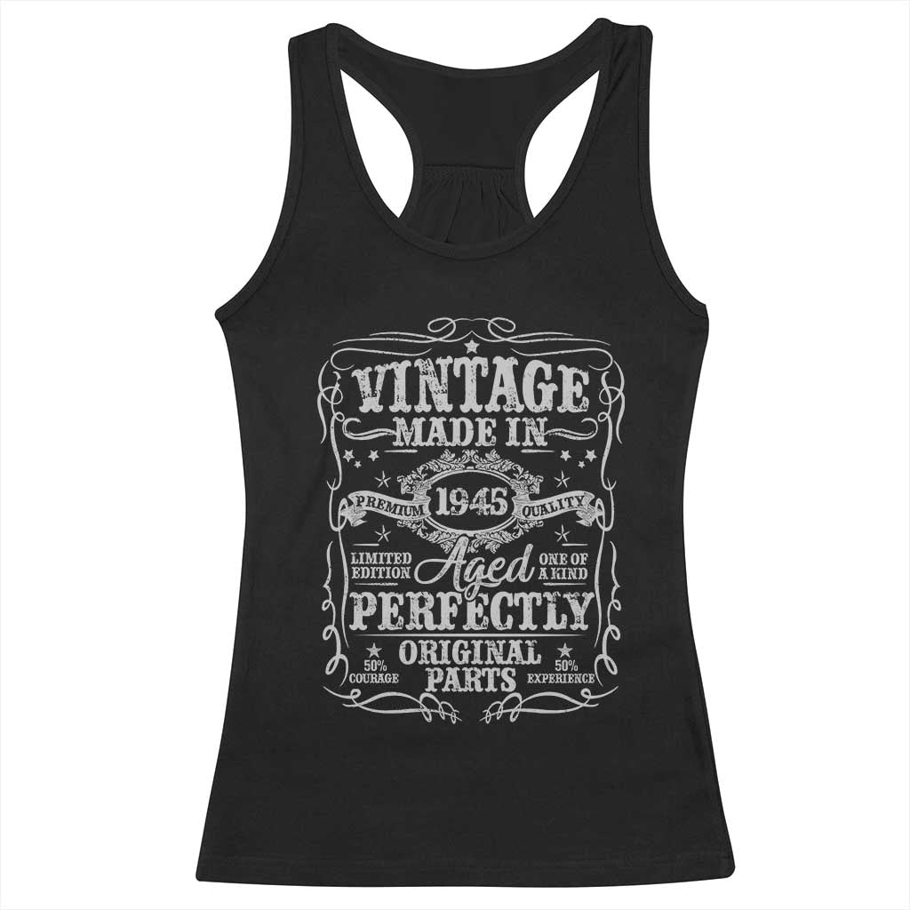 80th Birthday Gift Racerback Tank Top Vintage Born 1945 Turning 80 Year Old TS10 Black Print Your Wear