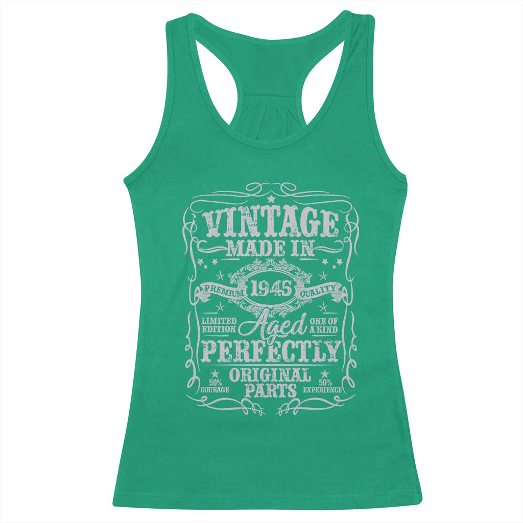 80th Birthday Gift Racerback Tank Top Vintage Born 1945 Turning 80 Year Old TS10 Irish Green Print Your Wear