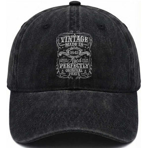 80th Birthday Gift Washed Cotton Baseball Cap Vintage Born 1945 Turning 80 Year Old TS10 Print Your Wear
