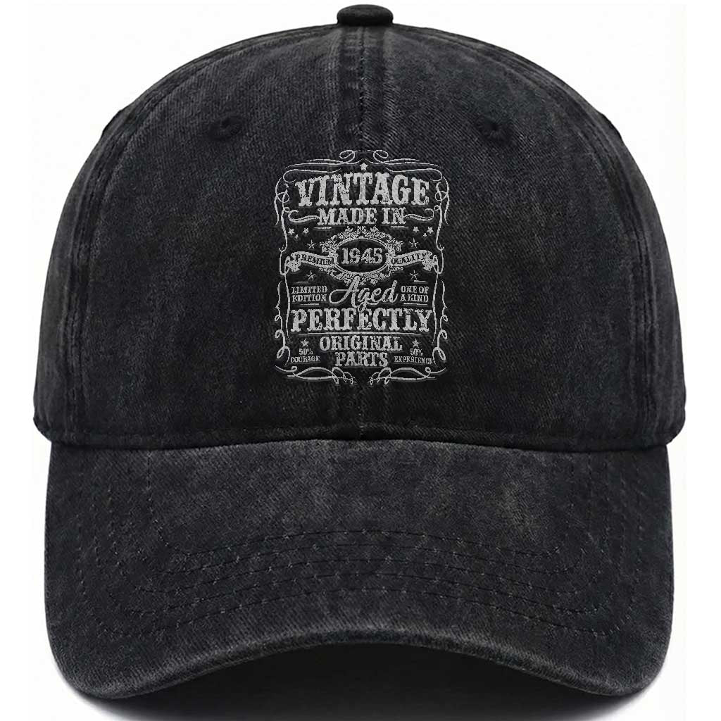 80th Birthday Gift Washed Cotton Baseball Cap Vintage Born 1945 Turning 80 Year Old TS10 Print Your Wear