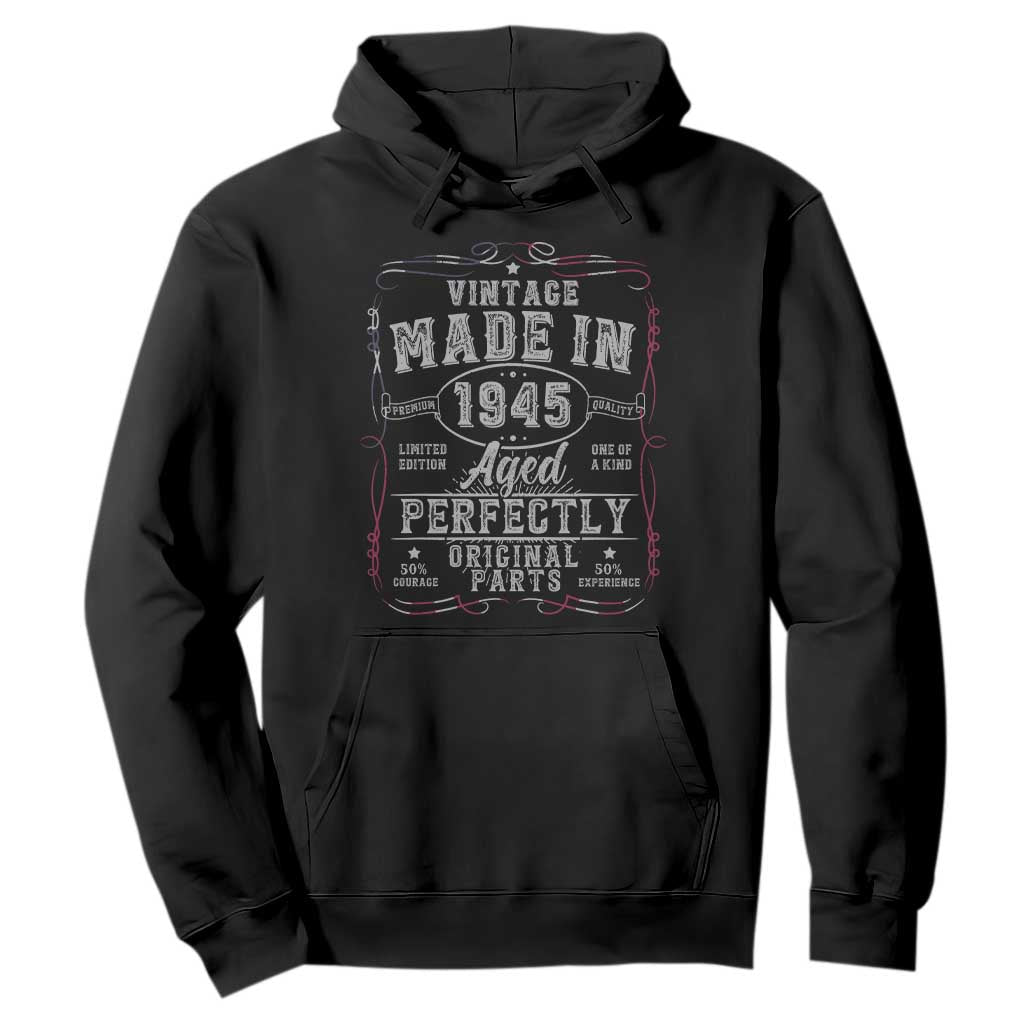 Vintage 1945 Hoodie Aged Perfectly 80th Birthday Gift American Flag TS10 Black Print Your Wear